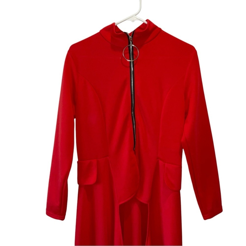 Red Long Sleeve Mock Neck Tunic - Picture 3 of 5